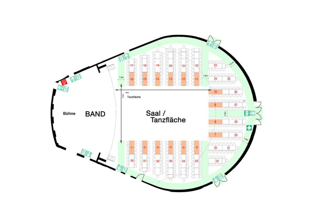 Saalplan - FAH Saal unten
